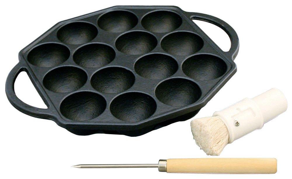 Ikenaga Iron Works Takoyaki Plate 14 отверстий с ручкой для масла и булавкой Snack Gourmet Round Plate Ajillo 41402
Ikenaga Iron Works Takoyaki Plate 14 отверстий с ручкой для масла и булавкой Snack Gourmet Round Plate Ajillo 41402