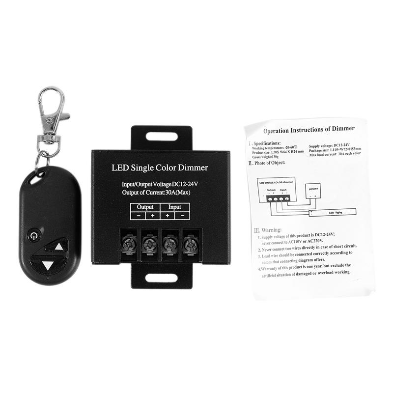 A34R 10X 30A Single Channel Leddimmer Controller With 3 Key Wireless RF Remote Control For Single Color 5050 3528 LED чорний
A34R 10X 30A Single Channel Leddimmer Controller With 3 Key Wireless RF Remote Control For Single Color 5050 3528 LED чорний