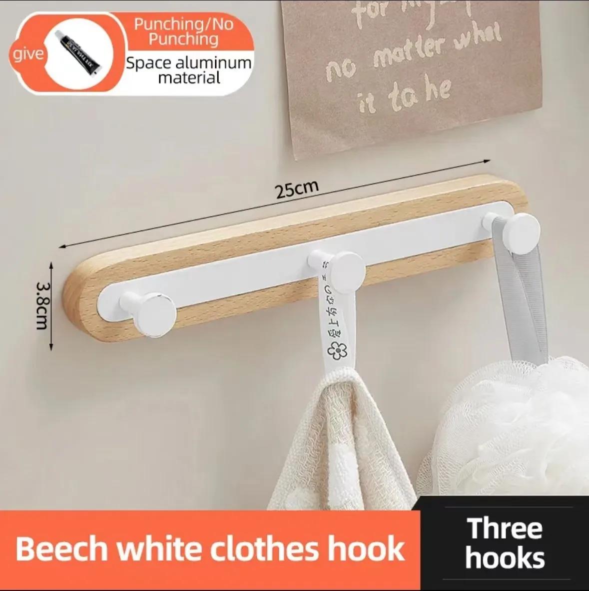 Деревянные крючки для одежды для ванной комнаты, держатель для полотенец, настенные, для двери примерочной, крючки для одежды сзади, ключ для прихожей, место для хранения головных уборов, без дырокола