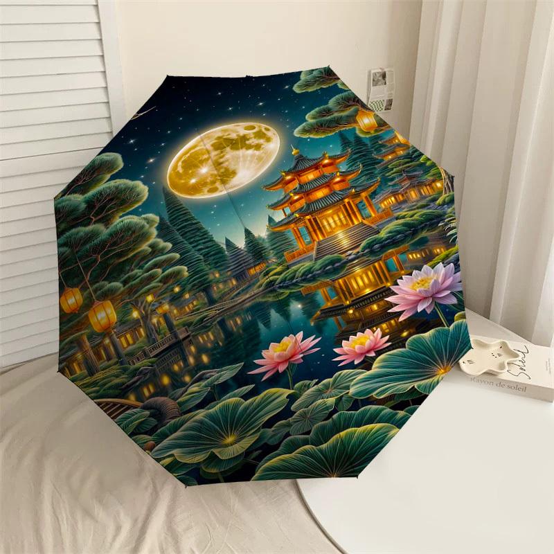 1PC Moonlit Temple Umbrella-8-Rib Reinforced, Automatic Open, Lightweight & Durable, Fashion Accessory for Outdoor-D322
1PC Moonlit Temple Umbrella-8-Rib Reinforced, Automatic Open, Lightweight & Durable, Fashion Accessory for Outdoor-D322