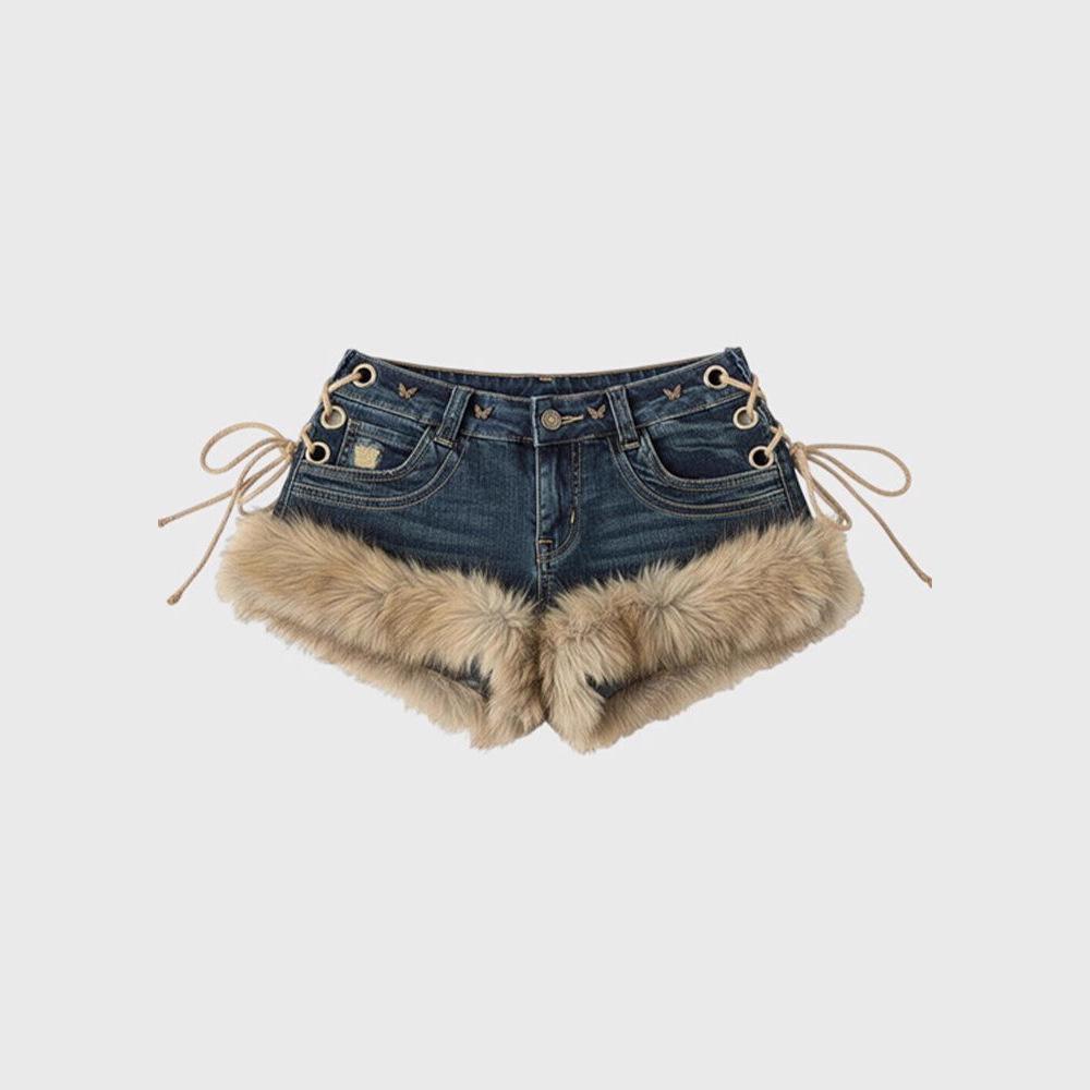 Low Rise Jean Shorts Trendy Butterfly Rivets Hollow Lace Up Furry Cuffs Denim Shorts Retro Women Bottoms XXS синій
Low Rise Jean Shorts Trendy Butterfly Rivets Hollow Lace Up Furry Cuffs Denim Shorts Retro Women Bottoms XXS синій