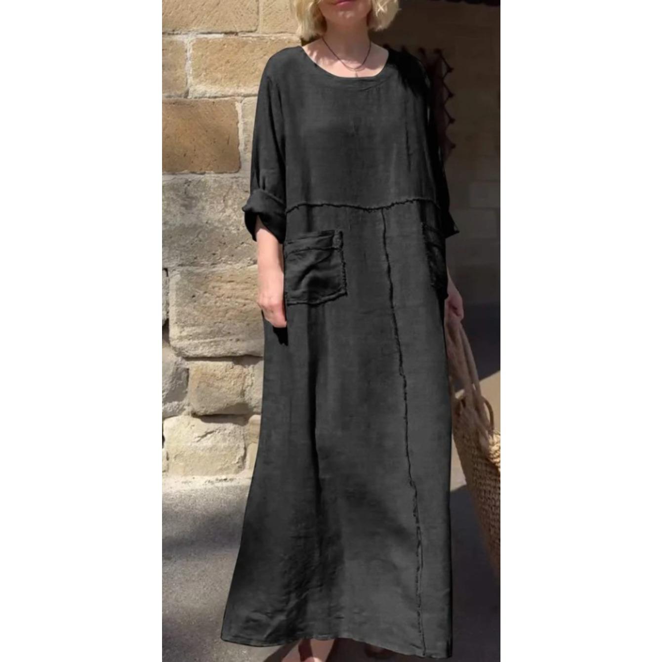 women s Loose Crew Neck Pocket Linen Maxi Dress Casual Long Sleeve A Line Dress Summer Daily Outfit 5XL чорний
women s Loose Crew Neck Pocket Linen Maxi Dress Casual Long Sleeve A Line Dress Summer Daily Outfit 5XL чорний