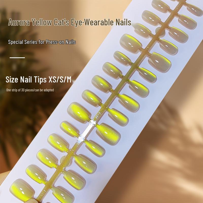 Handmade Milk Yellow Cat Eye Press-On Nails: Aurora Ice Transparent, Removable, Available in Various Sizes
Handmade Milk Yellow Cat Eye Press-On Nails: Aurora Ice Transparent, Removable, Available in Various Sizes
