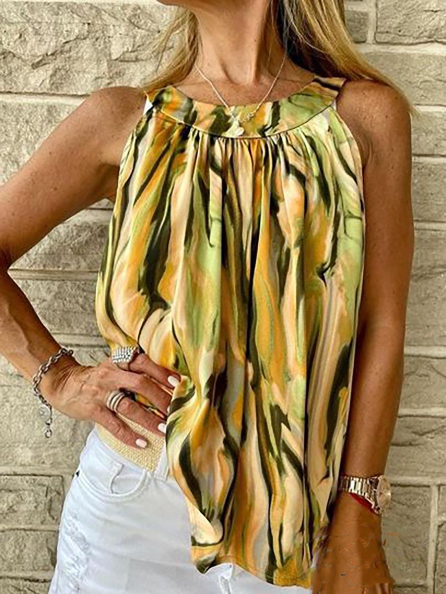 Летняя модная женская одежда без рукавов с круглым вырезом на одной пуговице и принтом M жёлтый
Летняя модная женская одежда без рукавов с круглым вырезом на одной пуговице и принтом M жёлтый