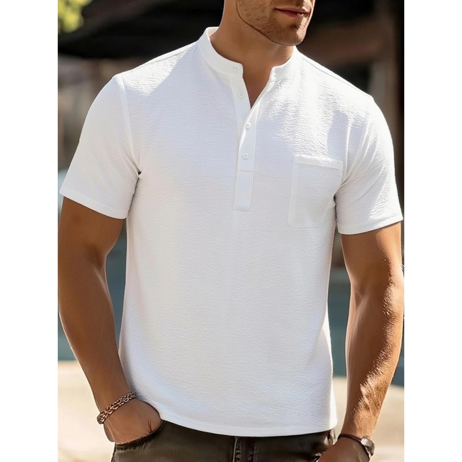 Men s Casual Fashionable -color Single-pocket Short-sleeved T-shirt - Men s Checkered Texture Stand-up Collar Short-sleeved T-shirt XL білий
Men s Casual Fashionable -color Single-pocket Short-sleeved T-shirt - Men s Checkered Texture Stand-up Collar Short-sleeved T-shirt XL білий
