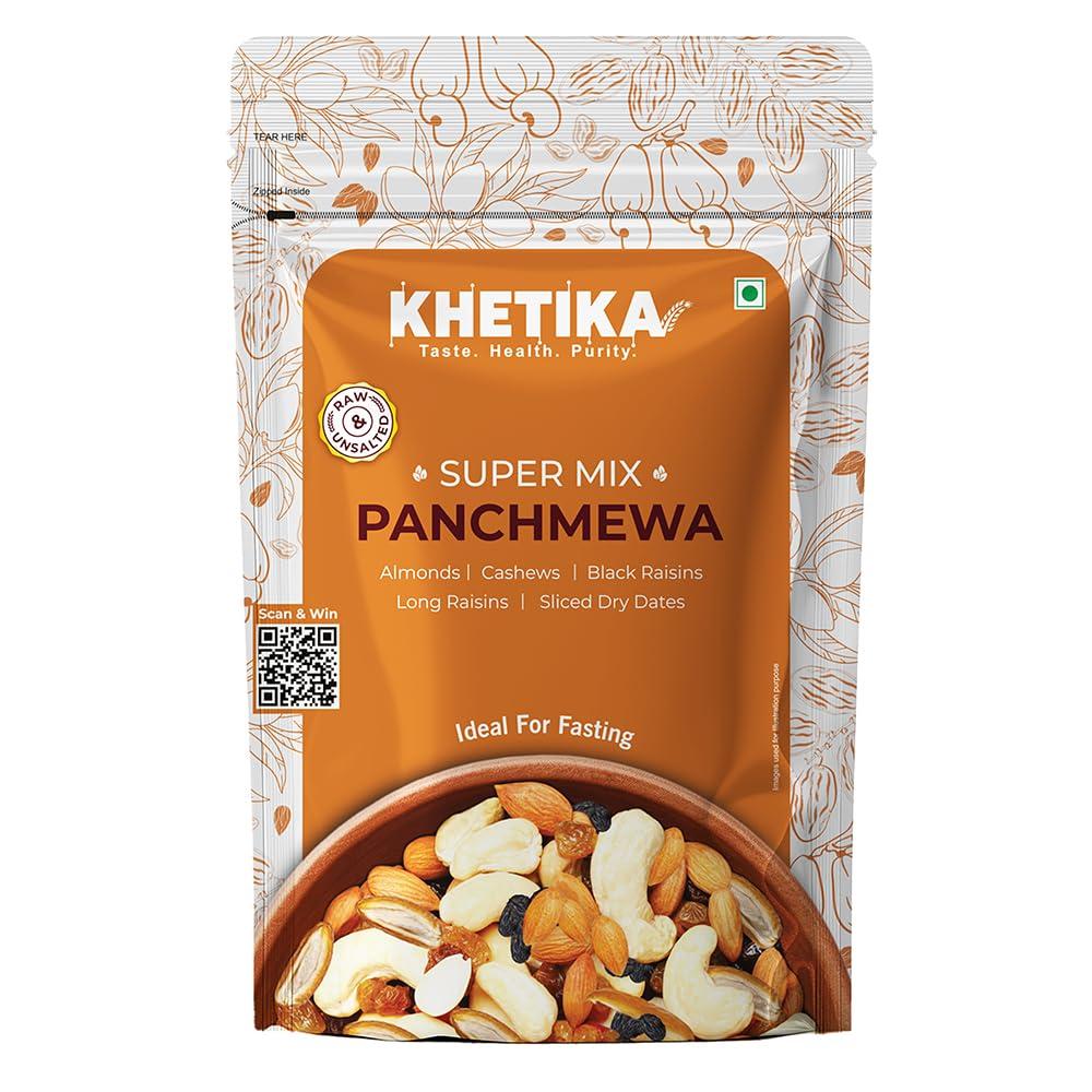 Khetika Premium Panchmeva 200g | 5 Superfood in 1 Mix, Dry Fruits, Mixed Nuts, Mixed Fruits, Contains Cashew, Almond, Long Raisins, Black Raisins
Khetika Premium Panchmeva 200g | 5 Superfood in 1 Mix, Dry Fruits, Mixed Nuts, Mixed Fruits, Contains Cashew, Almond, Long Raisins, Black Raisins
