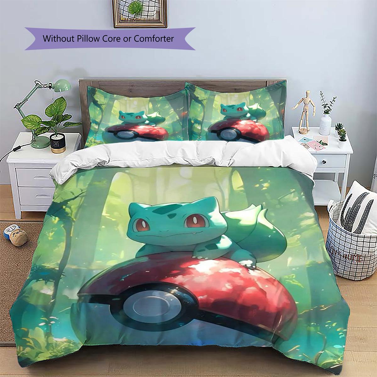 Bulbasaur Patterned Pillowcase & Duvet Cover Set Bedding for Interior Bedroom Decor Perfect Gift for Anime Fans.-TING 135x200cm
Bulbasaur Patterned Pillowcase & Duvet Cover Set Bedding for Interior Bedroom Decor Perfect Gift for Anime Fans.-TING 135x200cm