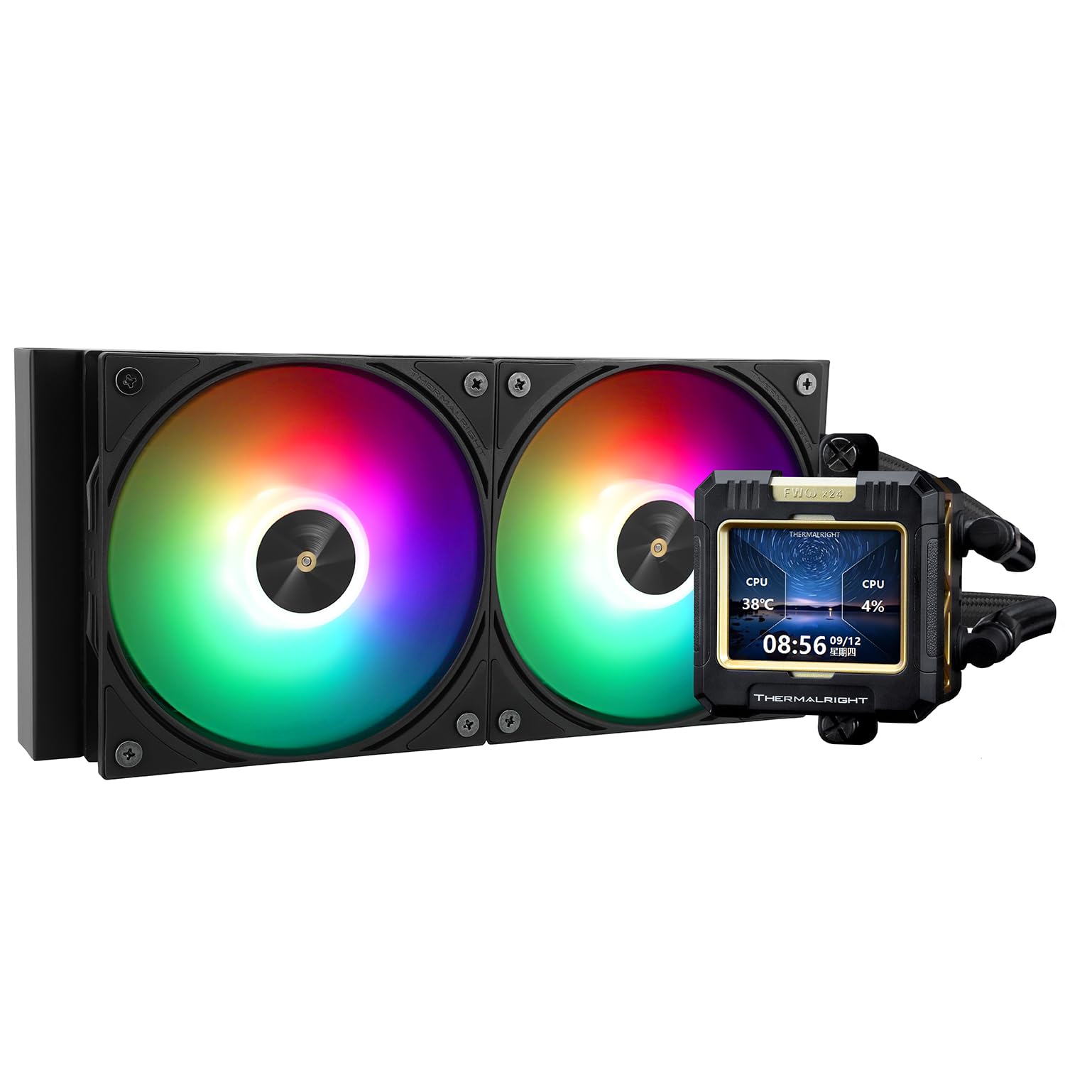 Thermalright FW 240 Black ARGB CPU Water 2 PWM Fans at IPS LCD Screen with Liquid CPU CPU PC Aio Cooler for LGA1700 Cooler, 2000RPM, 320240
Thermalright FW 240 Black ARGB CPU Water 2 PWM Fans at IPS LCD Screen with Liquid CPU CPU PC Aio Cooler for LGA1700 Cooler, 2000RPM, 320240