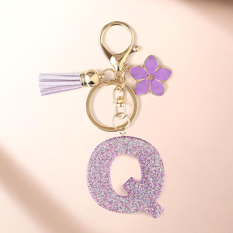 DIY Cross Glitter Keychain: Purple Flower Pendant with 26 English Letters
DIY Cross Glitter Keychain: Purple Flower Pendant with 26 English Letters
