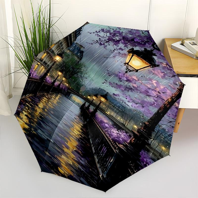 Parisian Canal Purple Blossoms Themed Automatic Opening and Closing Umbrella, Brightly Colored 8-rib Portable Umbrella, Suitable for Men and
Parisian Canal Purple Blossoms Themed Automatic Opening and Closing Umbrella, Brightly Colored 8-rib Portable Umbrella, Suitable for Men and