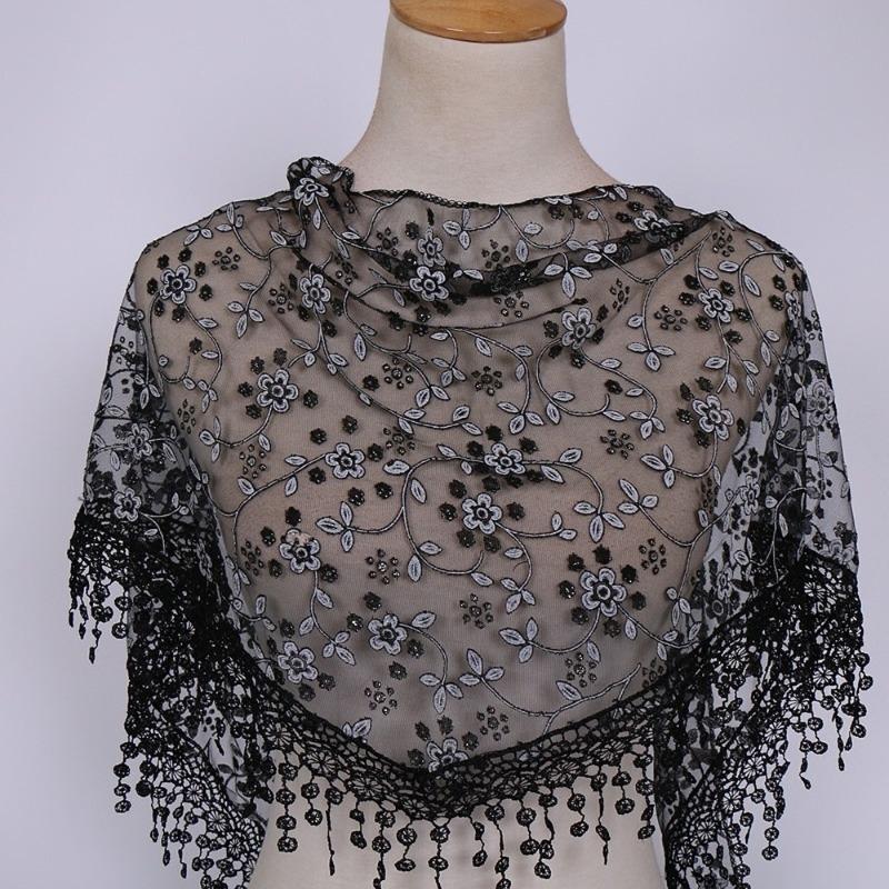 1Pc Women Lace Scarf for Church Tassel Triangle Scarf Sheer Floral Scarves Church Prayer Shawl чёрный
1Pc Women Lace Scarf for Church Tassel Triangle Scarf Sheer Floral Scarves Church Prayer Shawl чёрный