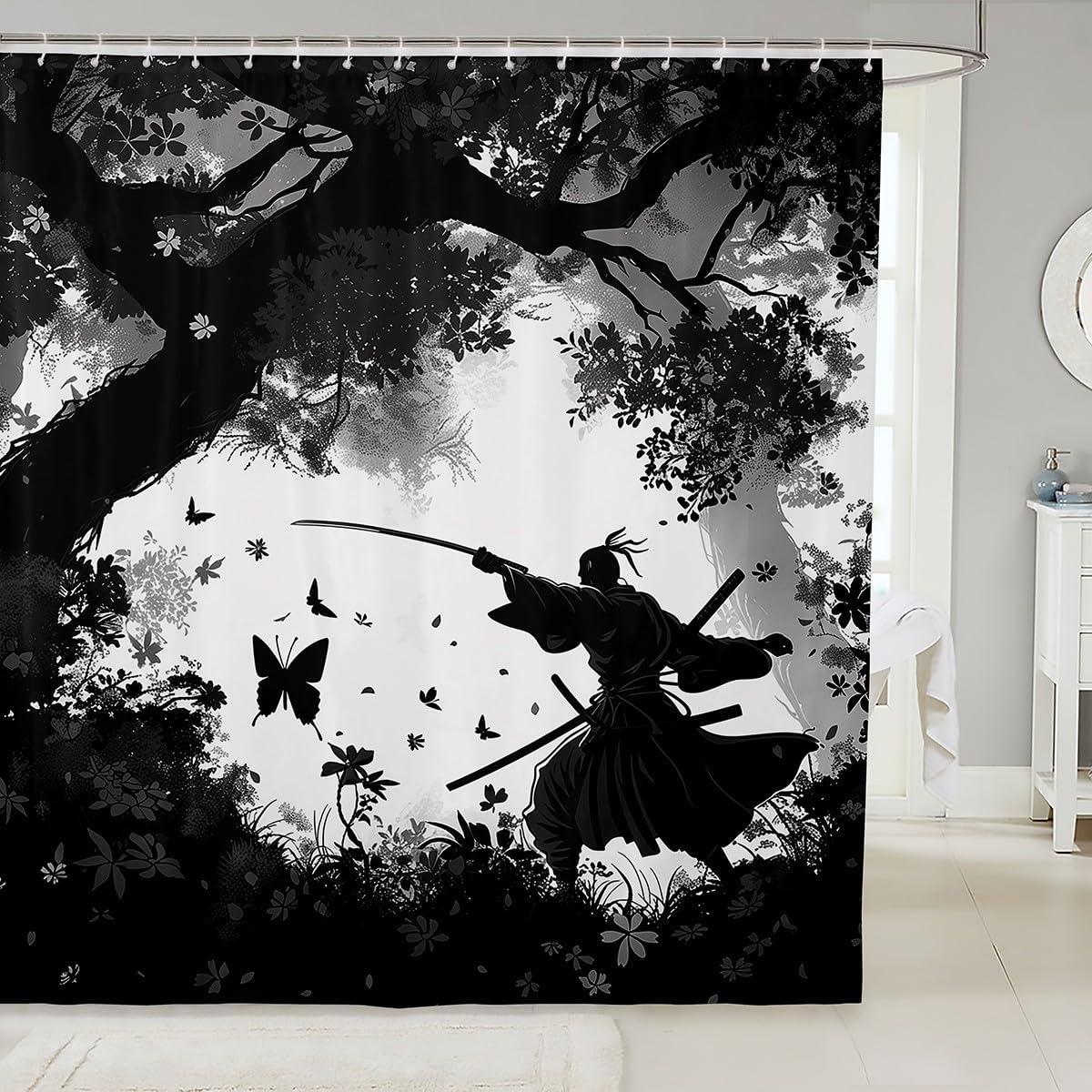 Vintage Japanese Style Shower Curtain Set,Pink Cherry Blossom Bathroom Curtains For Kids Oriental Asian Home Decor,Samurai W60H190(CM)-1 Pcs
Vintage Japanese Style Shower Curtain Set,Pink Cherry Blossom Bathroom Curtains For Kids Oriental Asian Home Decor,Samurai W60H190(CM)-1 Pcs