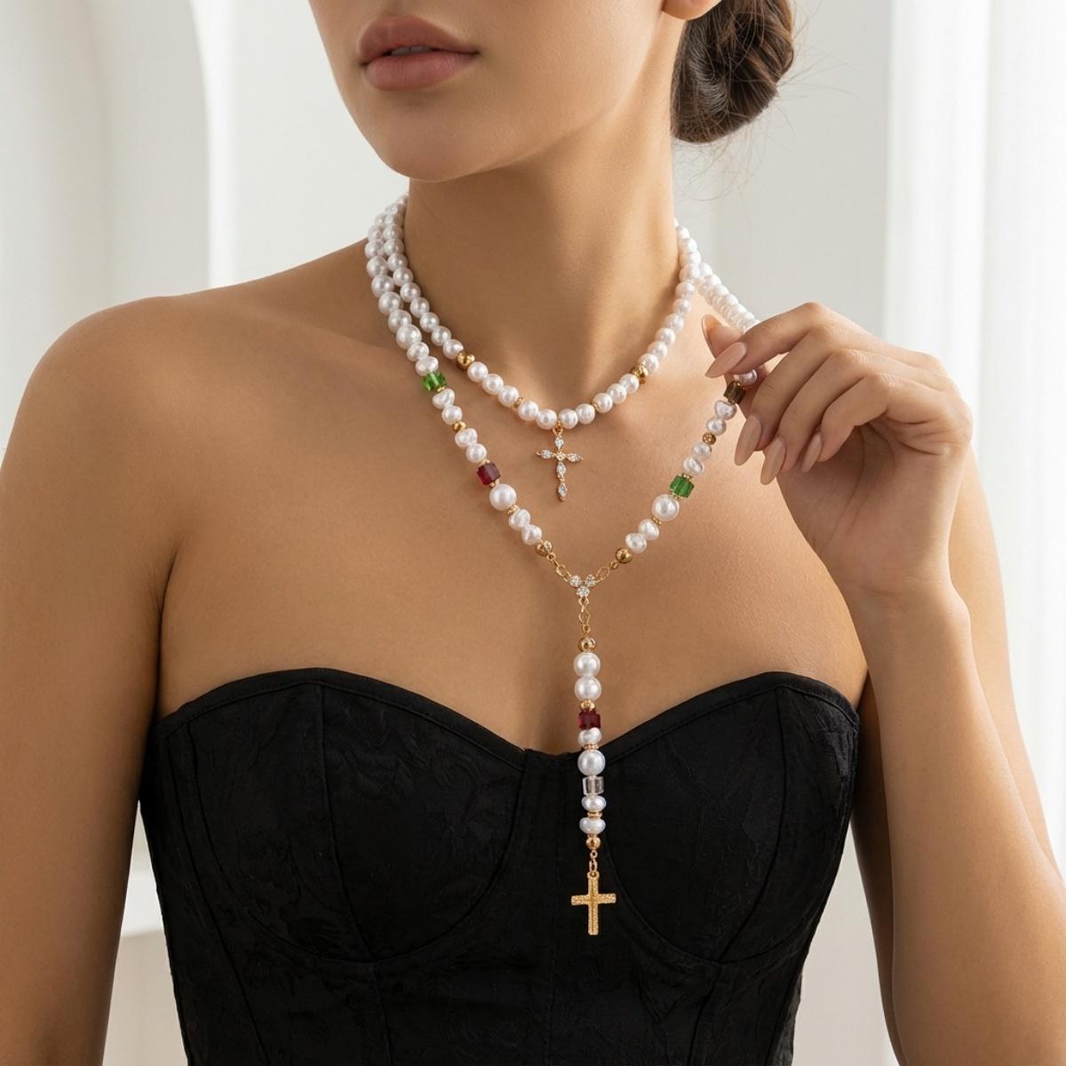 Baroque Irregular Imitation Pearl Crystal Beads Cross Pendant Necklace For Women Men Multi-Layer Cross Choker Boho Jewelry Gift
Baroque Irregular Imitation Pearl Crystal Beads Cross Pendant Necklace For Women Men Multi-Layer Cross Choker Boho Jewelry Gift