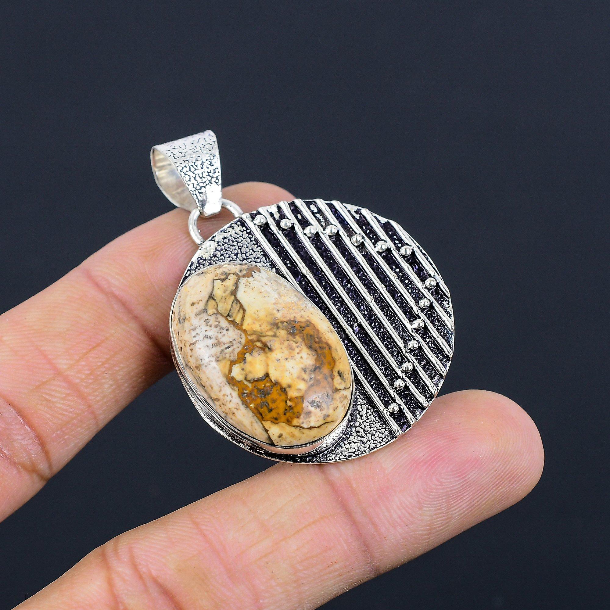 Womens day Sale Sterling Silver Natural Picture Jasper Sister Pendant Jewelry
Womens day Sale Sterling Silver Natural Picture Jasper Sister Pendant Jewelry