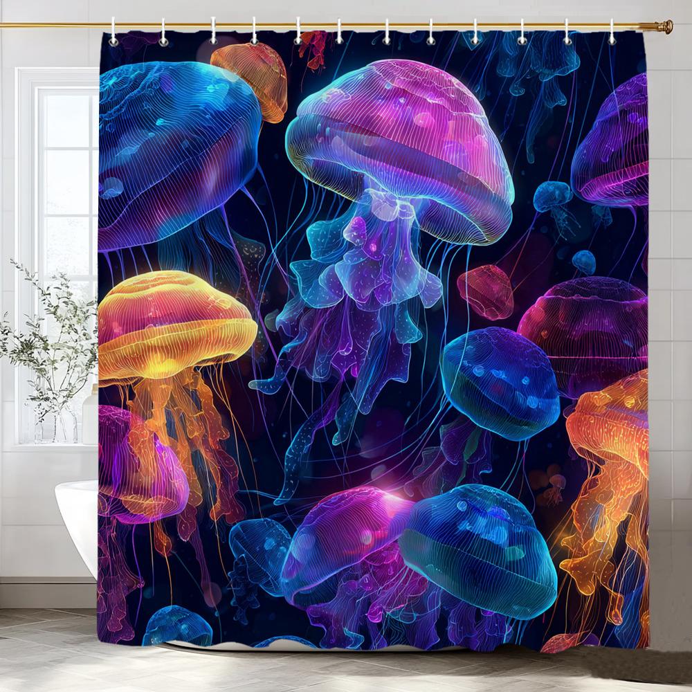 1 Piece Of Vibrant Jellyfish Printed Shower Curtain, Bathroom Decorative Shower Curtain, Waterproof Shower Curtain With Hooks W60H190(CM)-1 Pcs
1 Piece Of Vibrant Jellyfish Printed Shower Curtain, Bathroom Decorative Shower Curtain, Waterproof Shower Curtain With Hooks W60H190(CM)-1 Pcs