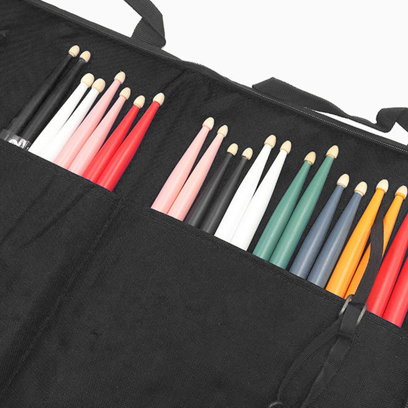 Сумка для барабанных палочек, держатель для сумочки для барабанных палочек, прочная, для подростков, вмещает 12 пар, профессиональная, с большим размером чёрный