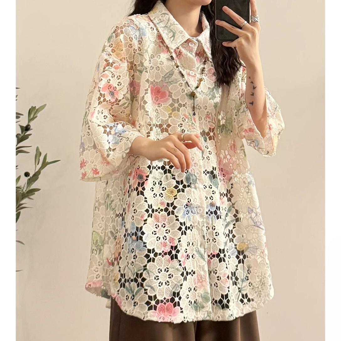 DIMANAF 2025 Women Spring Shirt Lace Blouse Short Sleeve Buttons Fashion Tops Tees Loose Tees New Blouse One Size
DIMANAF 2025 Women Spring Shirt Lace Blouse Short Sleeve Buttons Fashion Tops Tees Loose Tees New Blouse One Size
