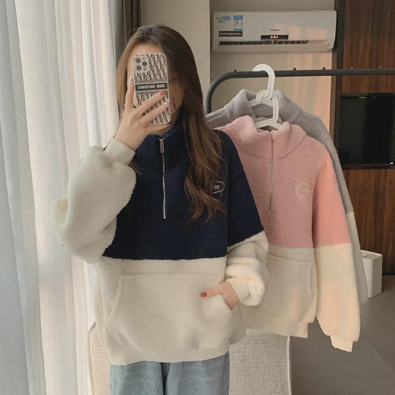 Women s Fleece Lamb Pullover: Trendy Stand-up Collar, Half-Zip, Plus Velvet, Thick, Loose, Long-Sleeved for Autumn/Winter M сірий колір
Women s Fleece Lamb Pullover: Trendy Stand-up Collar, Half-Zip, Plus Velvet, Thick, Loose, Long-Sleeved for Autumn/Winter M сірий колір