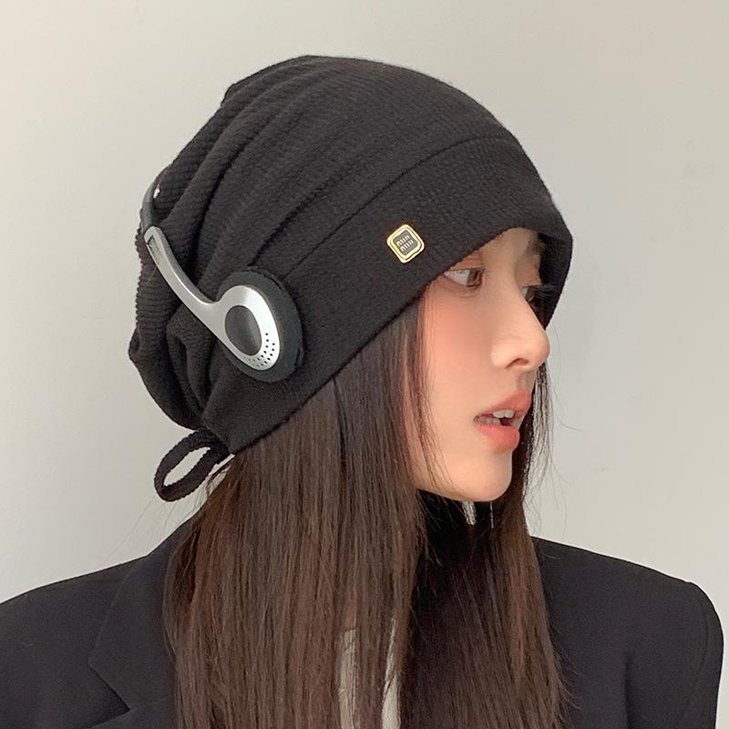 Универсальная ветрозащитная шапка с защитой ушей в корейском стиле, большой окружности головы, подчеркивающая лицо, маленькая, повседневная, теплая шапка average size