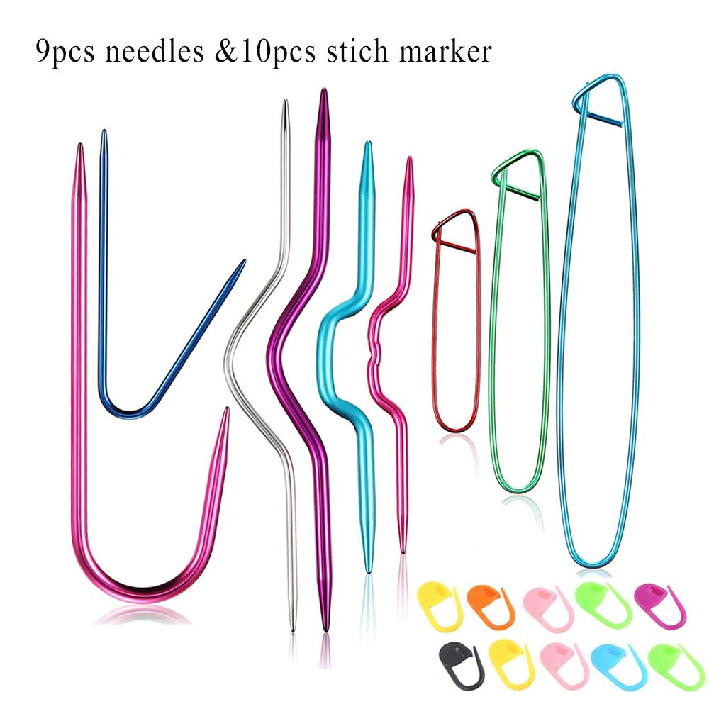 9PCS Knitting Needles Cable Stitch Holder Aluminum Safety Pins Brooch Weaving Yarn Needles & 10Pcs Stitch Markers Sewing Tools
9PCS Knitting Needles Cable Stitch Holder Aluminum Safety Pins Brooch Weaving Yarn Needles & 10Pcs Stitch Markers Sewing Tools