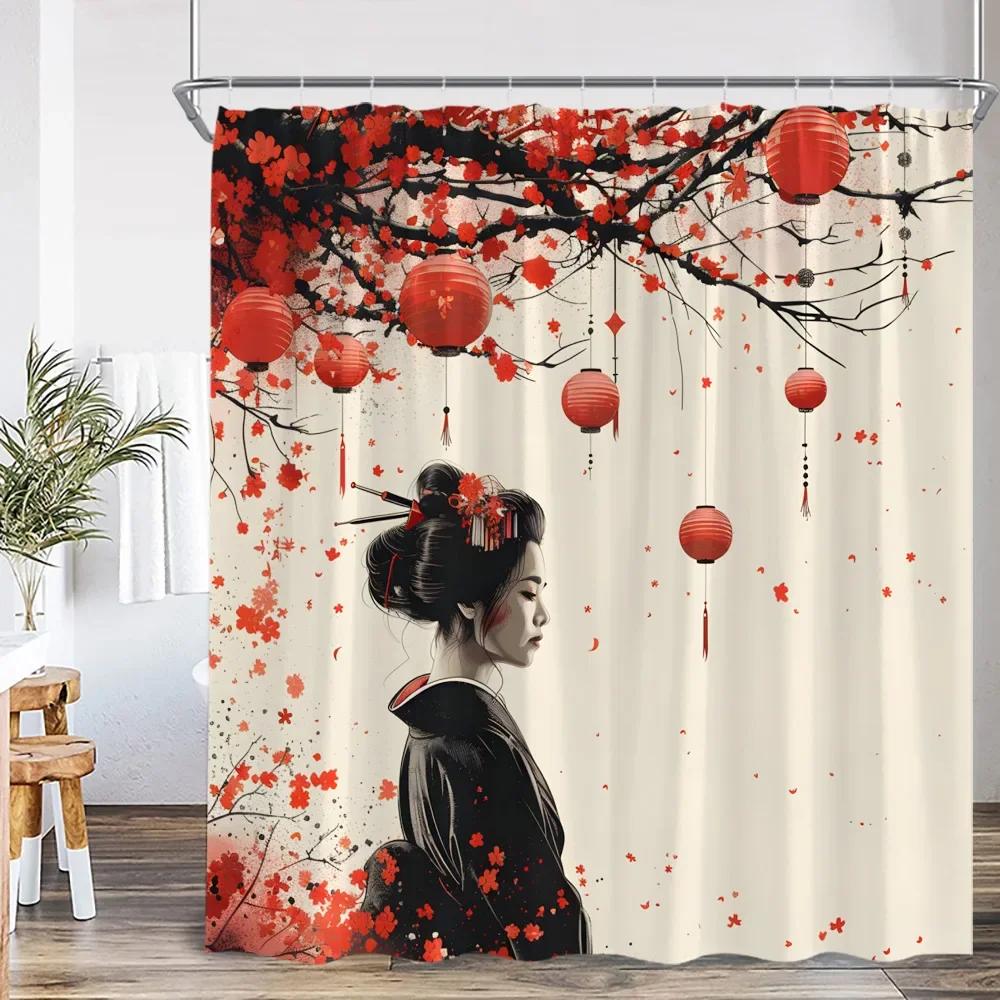 Samurai Geisha Japanese Style Ink Painting Shower Curtain Japan Shrine Red Sun Mountain River Pink Cherry Blossom Bath Curtain 90x180cm
Samurai Geisha Japanese Style Ink Painting Shower Curtain Japan Shrine Red Sun Mountain River Pink Cherry Blossom Bath Curtain 90x180cm