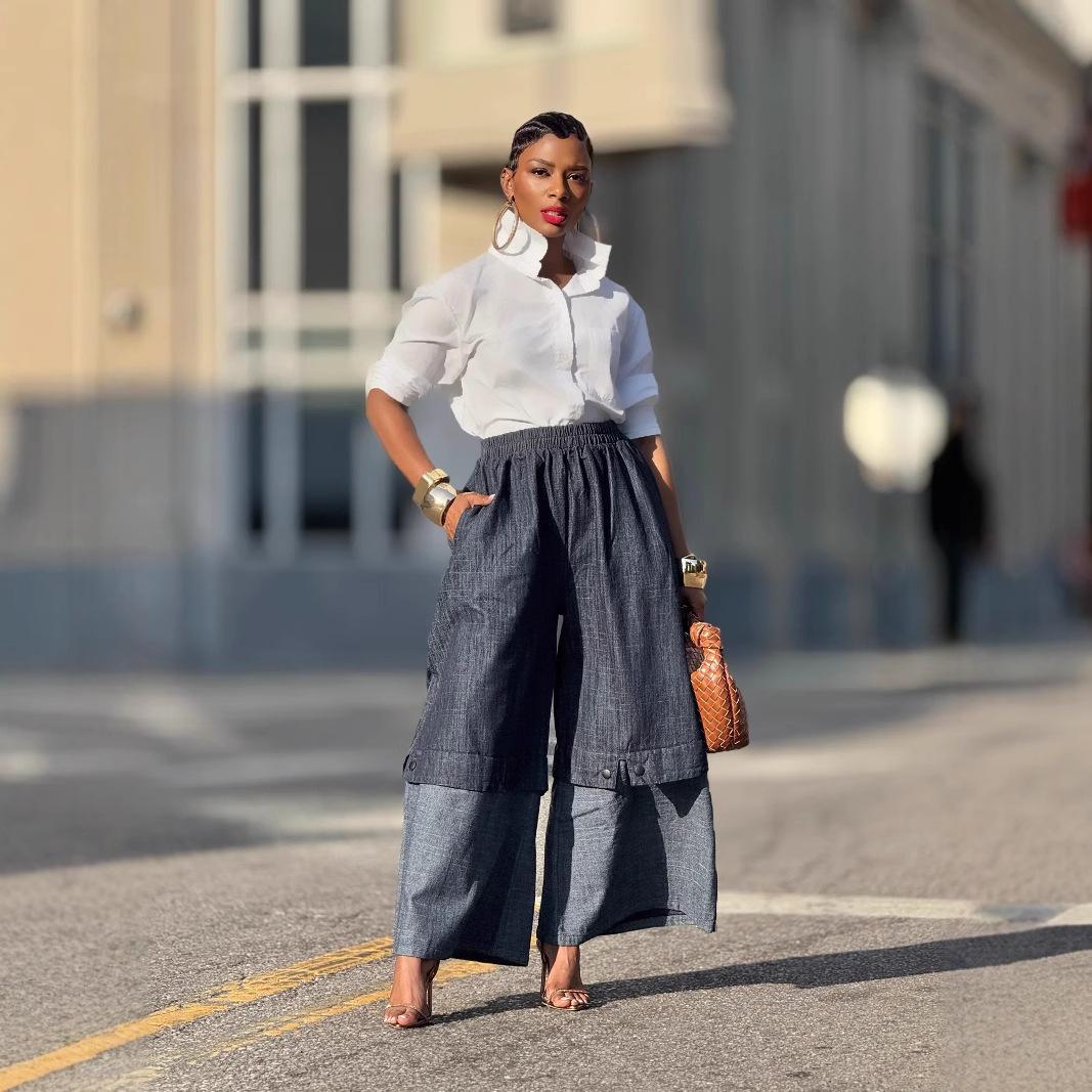 Women High Waist Patchwork Wide Leg Denim Trousers Jeans Retro Casual Elastic Waist High Street Pockets Loose Jeans S чёрный
Women High Waist Patchwork Wide Leg Denim Trousers Jeans Retro Casual Elastic Waist High Street Pockets Loose Jeans S чёрный