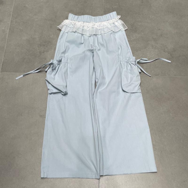 Spring 2026 High-Waisted Lace Trim Cargo Pants with Bow Tie & Drawstring for Women Large світло-синій колір
Spring 2026 High-Waisted Lace Trim Cargo Pants with Bow Tie & Drawstring for Women Large світло-синій колір