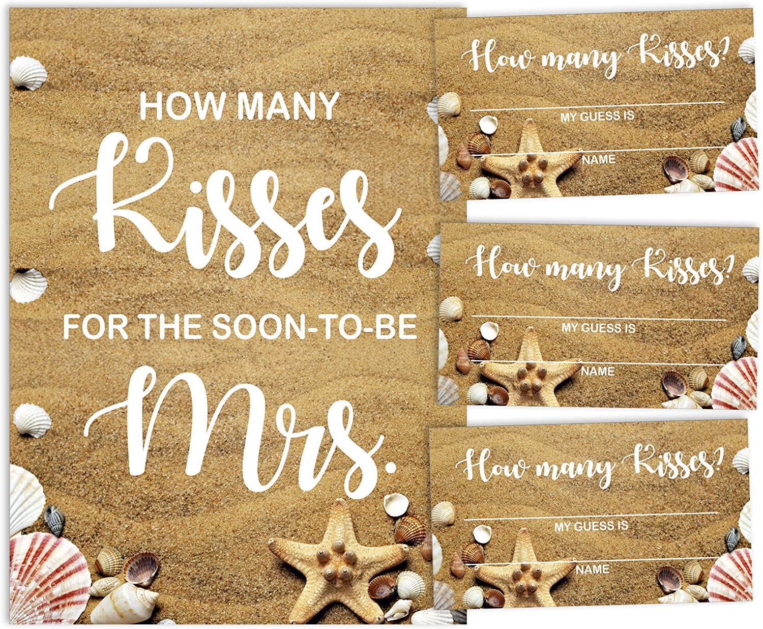 Inkdotpot 1 Sign + 30 Cards How Many Kisses for The Soon to Be Mrs White Beach Bridal Shower Game 3.5 x 2 Inches білий
Inkdotpot 1 Sign + 30 Cards How Many Kisses for The Soon to Be Mrs White Beach Bridal Shower Game 3.5 x 2 Inches білий
