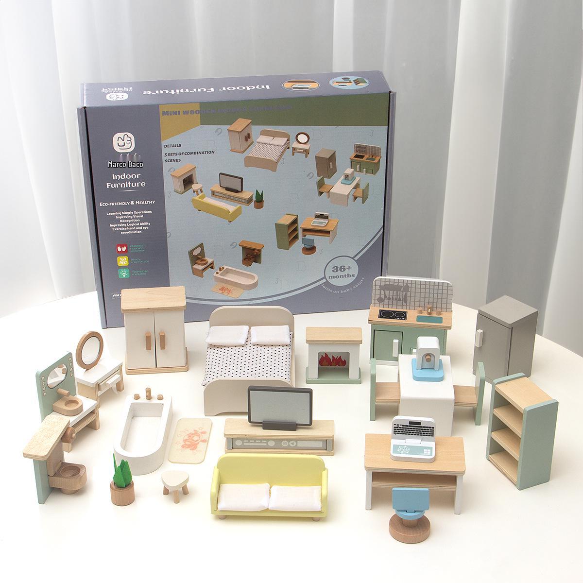 Миниатюрный набор деревянной мебели для кукольного домика для детей: Кухня, Спальня, Ванная комната Игровые аксессуары
Миниатюрный набор деревянной мебели для кукольного домика для детей: Кухня, Спальня, Ванная комната Игровые аксессуары