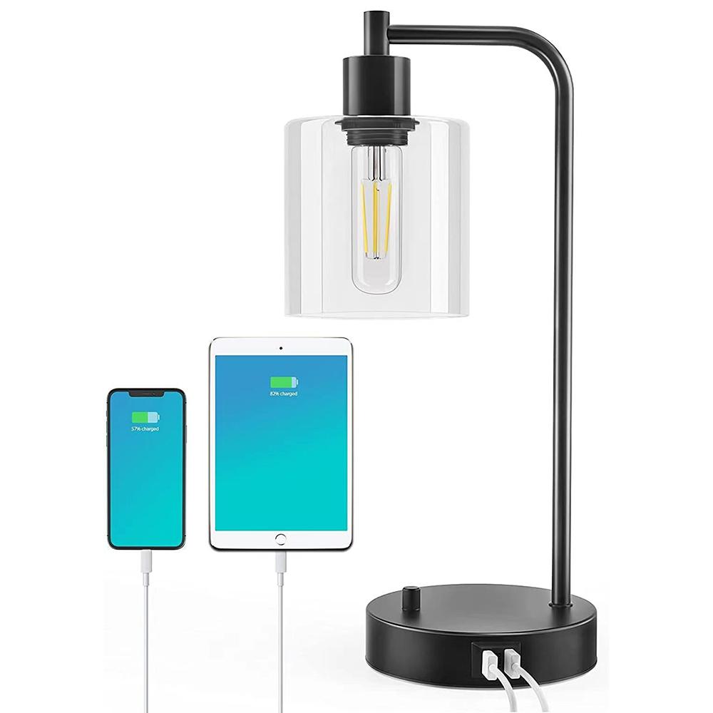 E27 Bulb Adjustable Brightness Retro Glass Table Lamp with Dual USB Ports,Glossy Glass A
E27 Bulb Adjustable Brightness Retro Glass Table Lamp with Dual USB Ports,Glossy Glass A