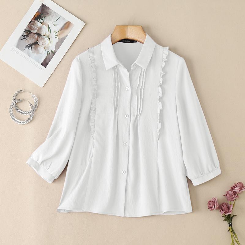 ZANZEA Женская летняя блузка с отложным воротником, однотонная, свободного кроя, с рукавами 3/4 3XL белый
ZANZEA Женская летняя блузка с отложным воротником, однотонная, свободного кроя, с рукавами 3/4 3XL белый