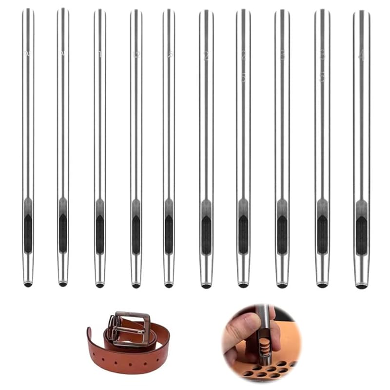 YUHENGCT hole punch leather punch 10 size set belt drilling tool eyelet removal wallet leather hole punch steel leather craft tool DIY 0.5mm, 0.8mm,
YUHENGCT hole punch leather punch 10 size set belt drilling tool eyelet removal wallet leather hole punch steel leather craft tool DIY 0.5mm, 0.8mm,