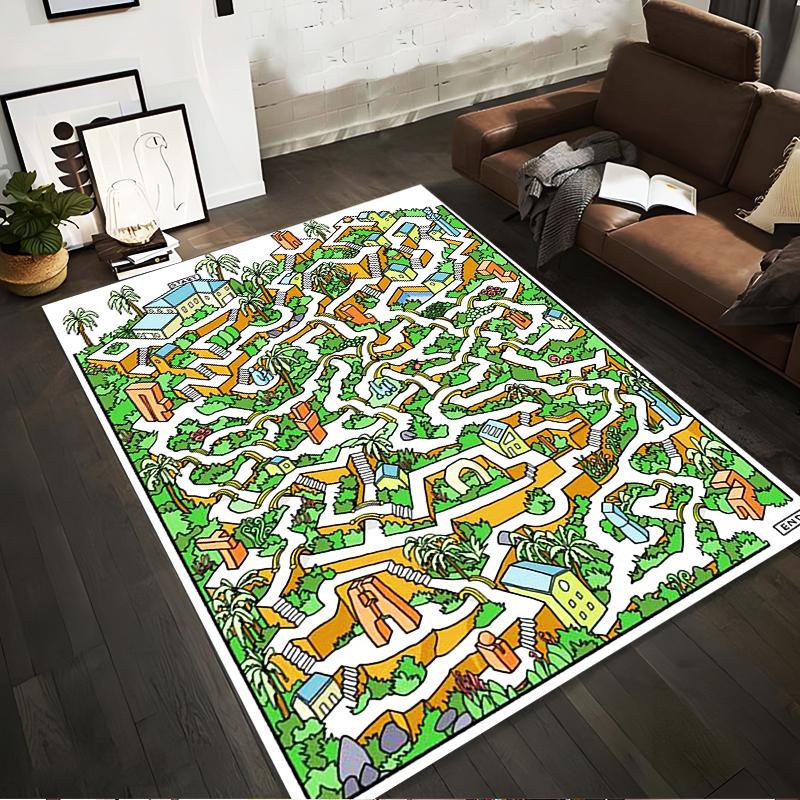 Colorful Printed Carpet with Maze Design of Paths and Houses Suitable for use as an anti-slip for living room bedroom sofas 40x60cm( 15x23in )
Colorful Printed Carpet with Maze Design of Paths and Houses Suitable for use as an anti-slip for living room bedroom sofas 40x60cm( 15x23in )