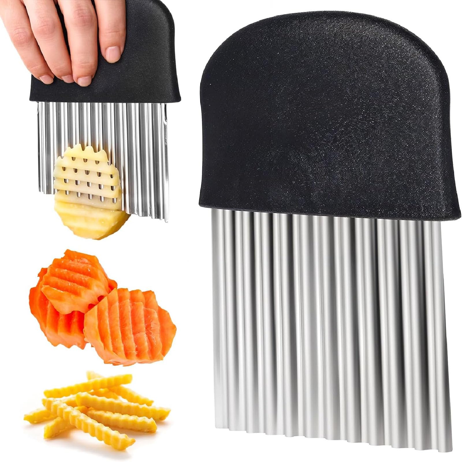 SensaBliss Corrugated Potato Crinkle Vegetable Knife for and Stainless Steel Easy to Kitchen Utensil Cutter, Cutter, Potatoes, Carrots, Onions, Knife, чёрный
SensaBliss Corrugated Potato Crinkle Vegetable Knife for and Stainless Steel Easy to Kitchen Utensil Cutter, Cutter, Potatoes, Carrots, Onions, Knife, чёрный