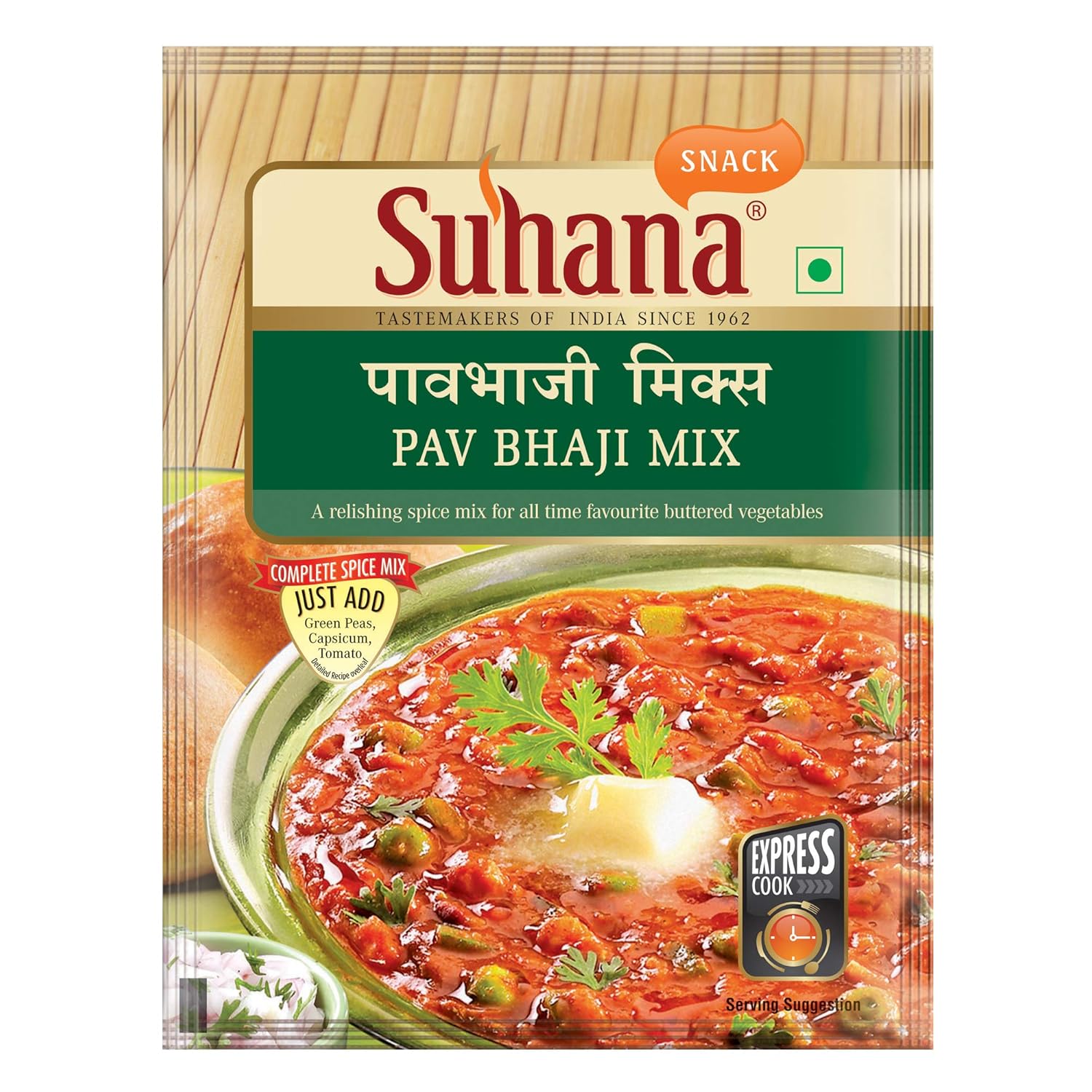 Suhana Pav Bhaji Mix 60 g Ready To Cook Indian Street Style Masala Blend For Rich Homemade Curry Flavor Meals Daily
Suhana Pav Bhaji Mix 60 g Ready To Cook Indian Street Style Masala Blend For Rich Homemade Curry Flavor Meals Daily