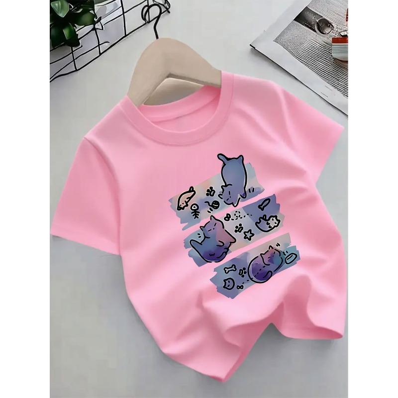 European sizes Girls Pink Cat Print T-Shirt - Summer Short Sleeve Round Neck Top with Kitten & - & Casual Blouse, Cute Kitten Face Design, Easy-Care 164cm рожевий
European sizes Girls Pink Cat Print T-Shirt - Summer Short Sleeve Round Neck Top with Kitten & - & Casual Blouse, Cute Kitten Face Design, Easy-Care 164cm рожевий