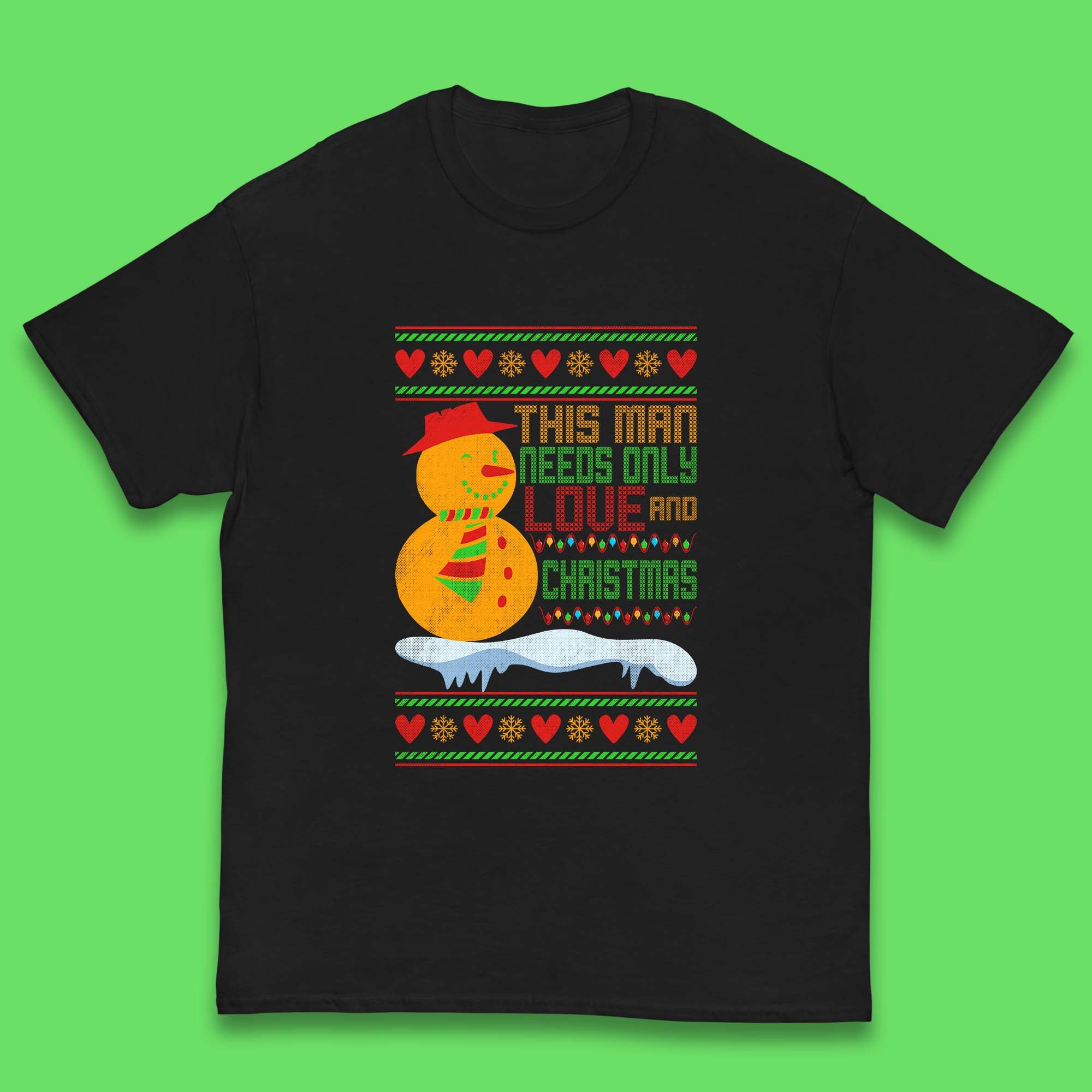 This Man Need Only Love And Christmas Snowman Kids T Shirt 100
This Man Need Only Love And Christmas Snowman Kids T Shirt 100