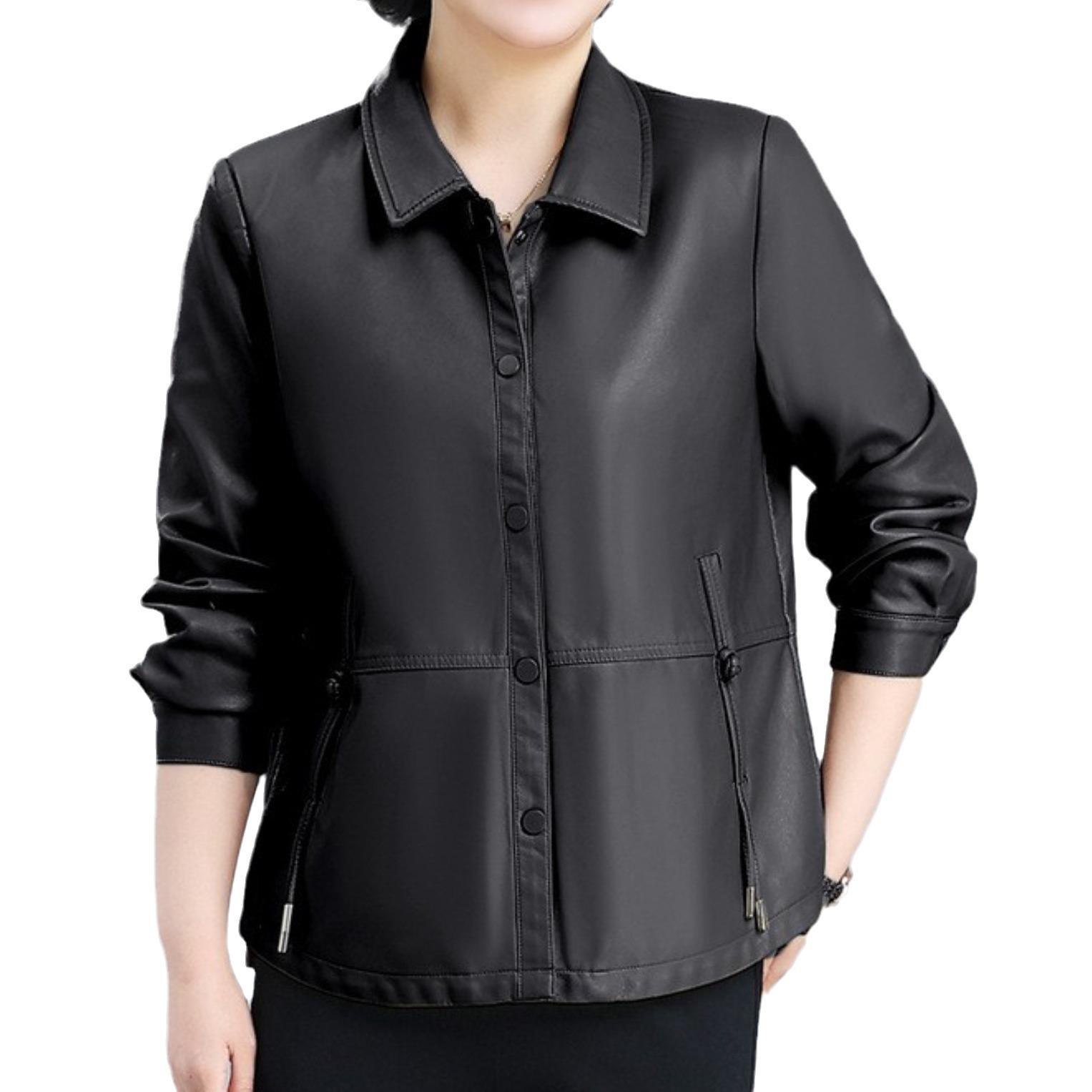 Women s Short PU Leather Jacket with Turn-Down Collar and Button Closure 3XL (65-70kg) чорний
Women s Short PU Leather Jacket with Turn-Down Collar and Button Closure 3XL (65-70kg) чорний