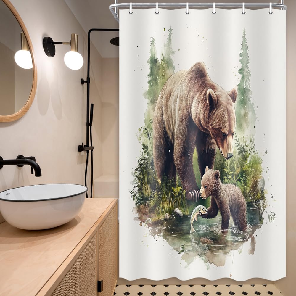 Rustic Bear Shower Curtain Country Wild Animals Forest Plank Background Mountain Woodland Nature Retro Bathroom Decor Gift W60H190(CM)-1 Pcs
Rustic Bear Shower Curtain Country Wild Animals Forest Plank Background Mountain Woodland Nature Retro Bathroom Decor Gift W60H190(CM)-1 Pcs
