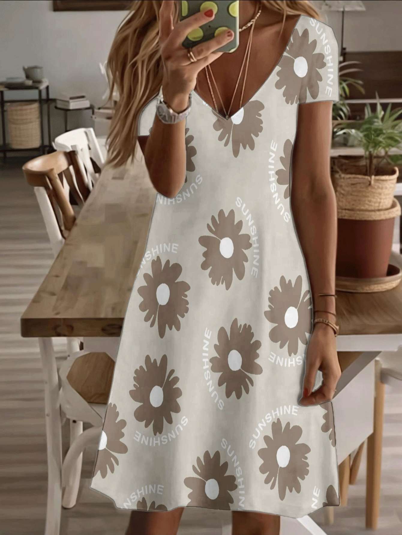 Vneck shortsleeve midi dress sunshine flower print 3D highquality printing durable casual fashion summer women outfit elegant breathable soft fabric s XL дубильна кора
Vneck shortsleeve midi dress sunshine flower print 3D highquality printing durable casual fashion summer women outfit elegant breathable soft fabric s XL дубильна кора