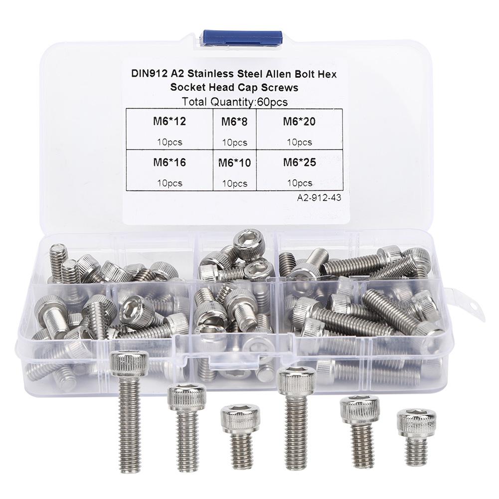 60Pcs Cap Screw Set Hex Socket Stainless Steel 304 for Electronics Industry with Plastic Box
60Pcs Cap Screw Set Hex Socket Stainless Steel 304 for Electronics Industry with Plastic Box