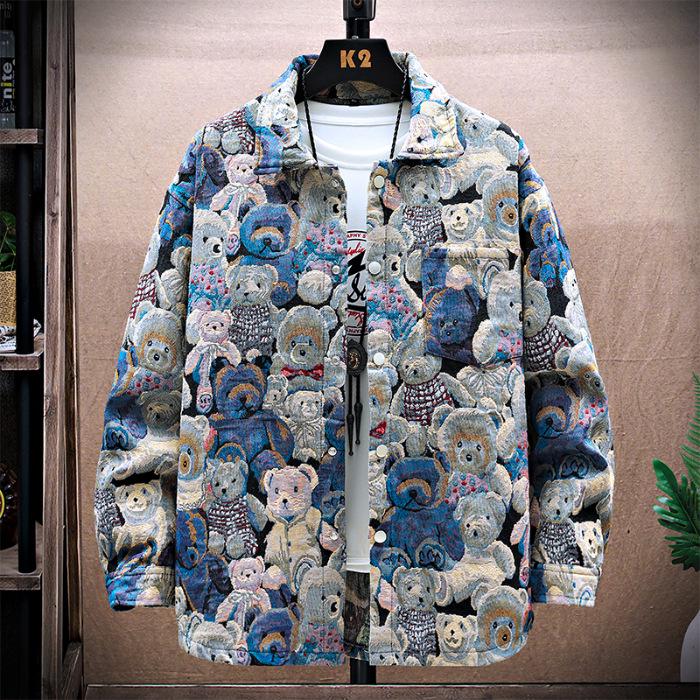 Мужская жаккардовая джинсовая куртка с медведем - Новая осенне-зимняя уличная мода M
Мужская жаккардовая джинсовая куртка с медведем - Новая осенне-зимняя уличная мода M