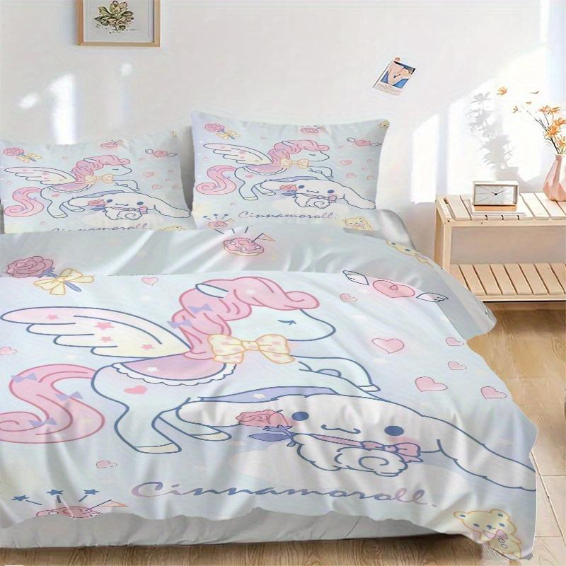 3pcs Unicorn and Cinnamoroll Pattern Sanrio Bedding Set - 1 Soft Quilt Cover + 2 Pillowcases, Suitable for All Seasons.S095 135x200cm
3pcs Unicorn and Cinnamoroll Pattern Sanrio Bedding Set - 1 Soft Quilt Cover + 2 Pillowcases, Suitable for All Seasons.S095 135x200cm