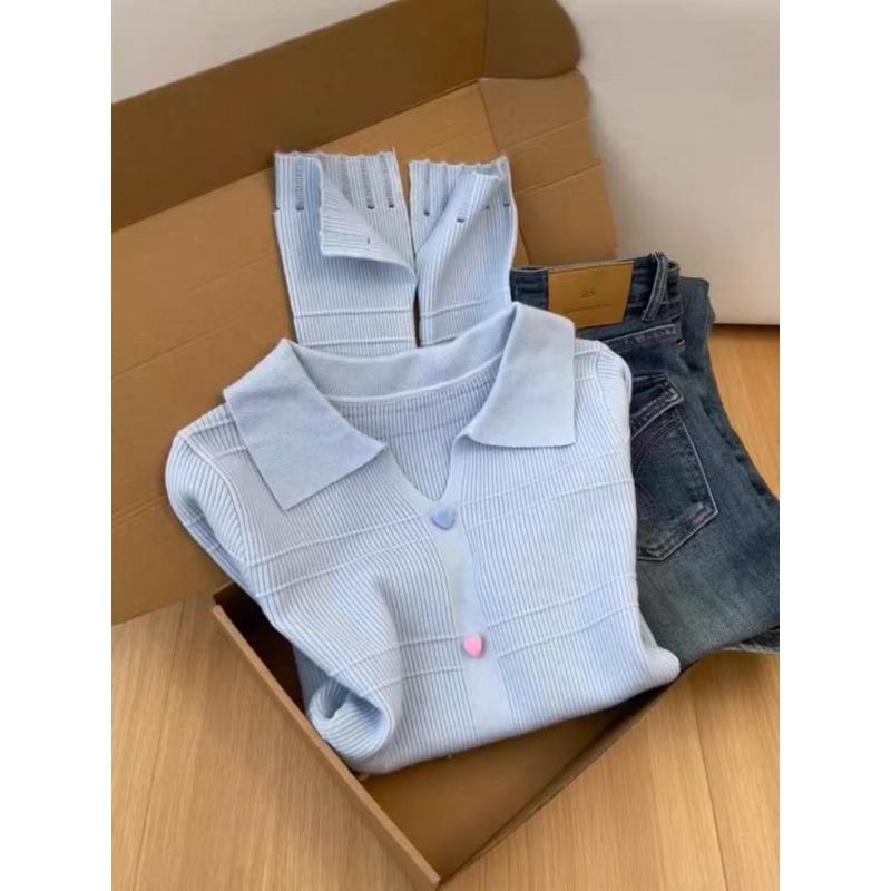 Lapel Blue Striped Long Sleeve Knitted Sweater Cardigan Jacket Ladies Lazy Style Premium Early Autumn Top L
Lapel Blue Striped Long Sleeve Knitted Sweater Cardigan Jacket Ladies Lazy Style Premium Early Autumn Top L