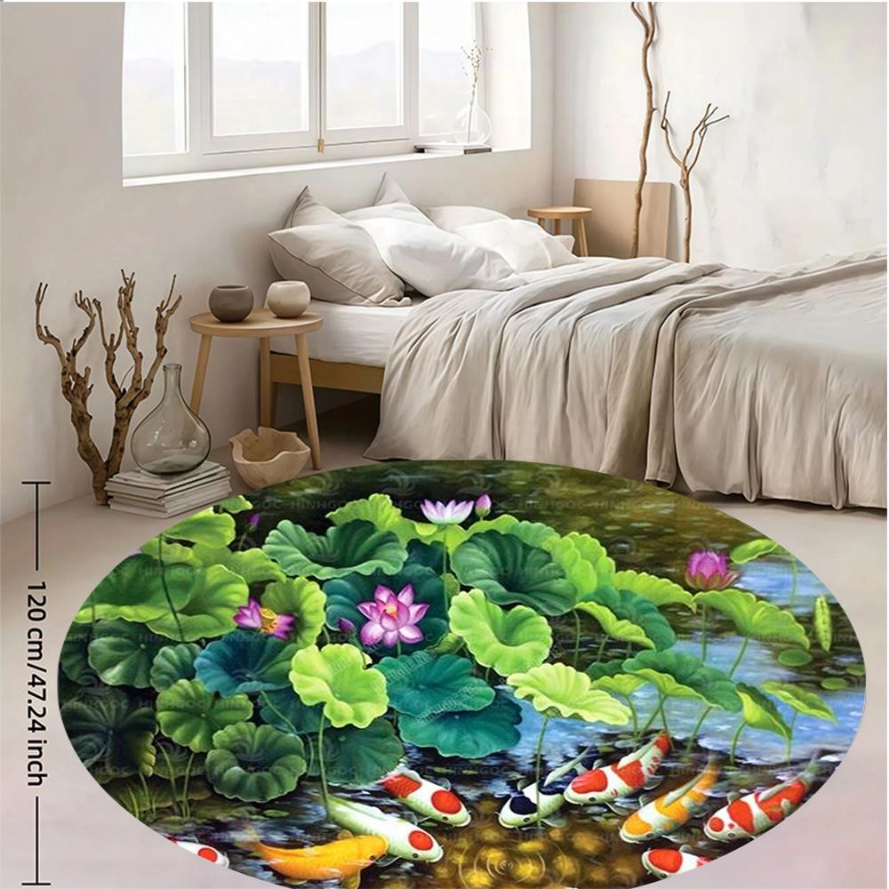 Round Koi Fish Pond Rug Flannel Printed Floor Mat Living Room Decor Soft Non Slip Area Rug With Lotus Flowers And Water Lilies 60cm
Round Koi Fish Pond Rug Flannel Printed Floor Mat Living Room Decor Soft Non Slip Area Rug With Lotus Flowers And Water Lilies 60cm