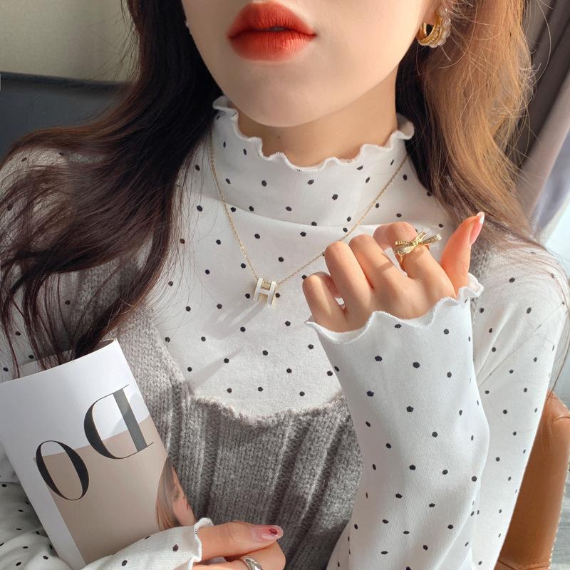 Women s Polka Dot Ruffle Flannel High-Neck Base Layer Top - 2024 Autumn/Winter Plus Velvet Thickened Undershirt Large
Women s Polka Dot Ruffle Flannel High-Neck Base Layer Top - 2024 Autumn/Winter Plus Velvet Thickened Undershirt Large