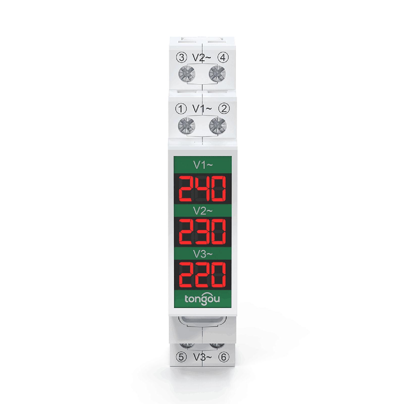 60-450V Three Phase Voltage Meter Modular Voltmeter Meter with 3 LED Digital Display and Flame Retardant Material for Industrial Household Use
60-450V Three Phase Voltage Meter Modular Voltmeter Meter with 3 LED Digital Display and Flame Retardant Material for Industrial Household Use
