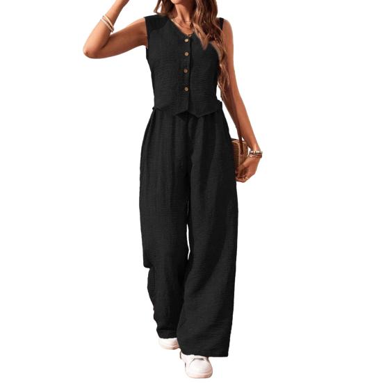Women s Summer Two Piece Outfit Sleeveless V Neck Button Down Vest High Waist Wide XL
Women s Summer Two Piece Outfit Sleeveless V Neck Button Down Vest High Waist Wide XL