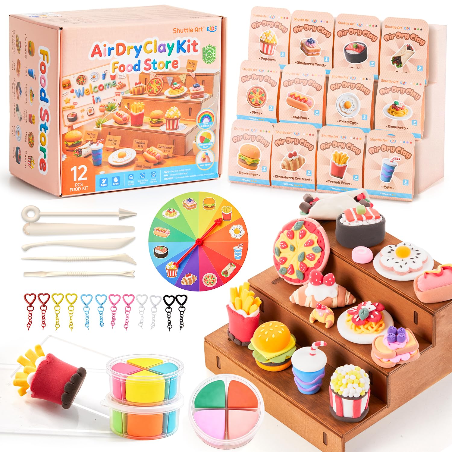 Shuttle Art Kids Clay Set, 33 Pieces, with Tools and Accessories, Lightweight, Safe, Non-Sticky, for DIY Crafts and Home Decor, Perfect for Beginners
Shuttle Art Kids Clay Set, 33 Pieces, with Tools and Accessories, Lightweight, Safe, Non-Sticky, for DIY Crafts and Home Decor, Perfect for Beginners