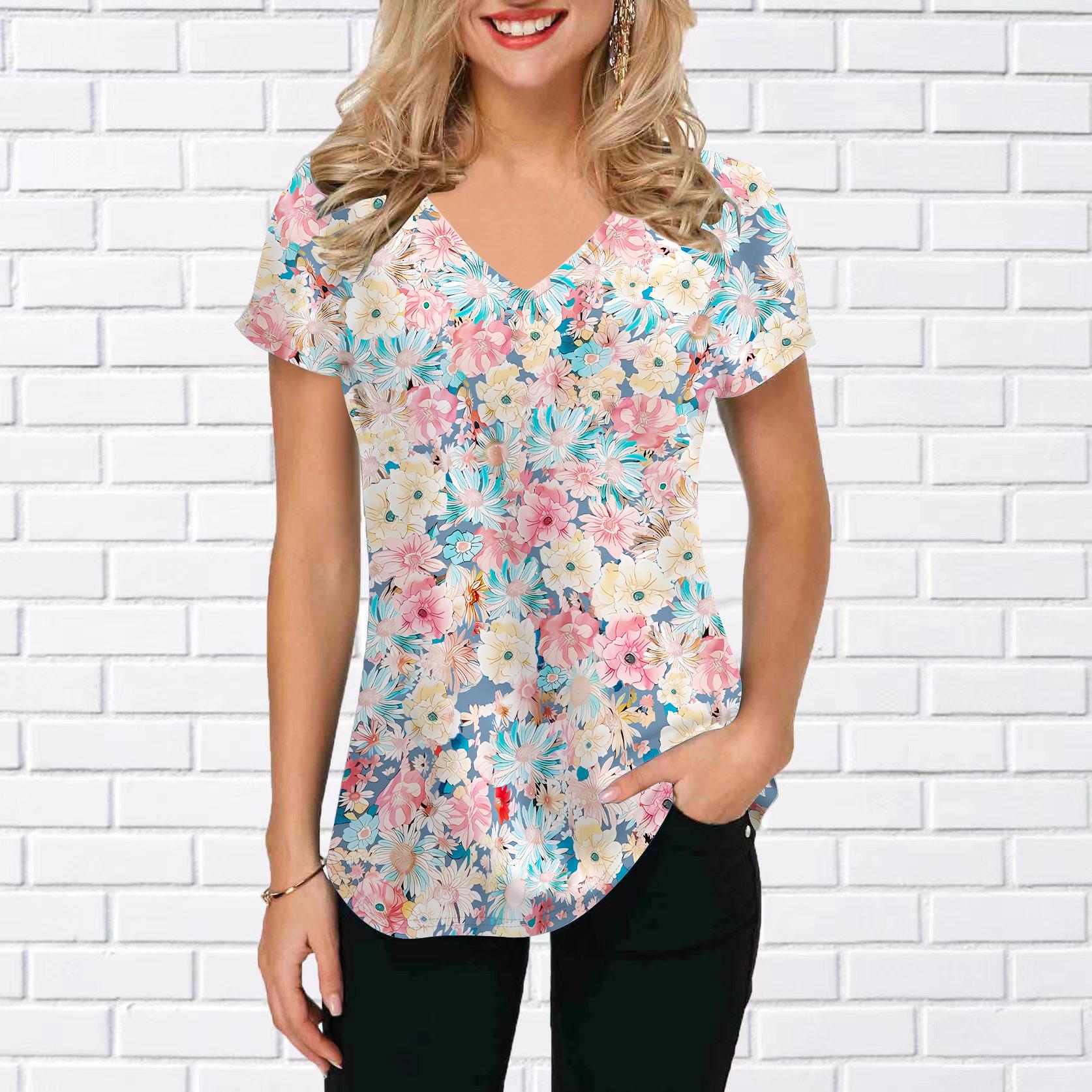 Women s V-Neck Short Sleeve Sunflower Flower Sea Printed Tops Loose T-Shirt Casual Blouse
Women s V-Neck Short Sleeve Sunflower Flower Sea Printed Tops Loose T-Shirt Casual Blouse